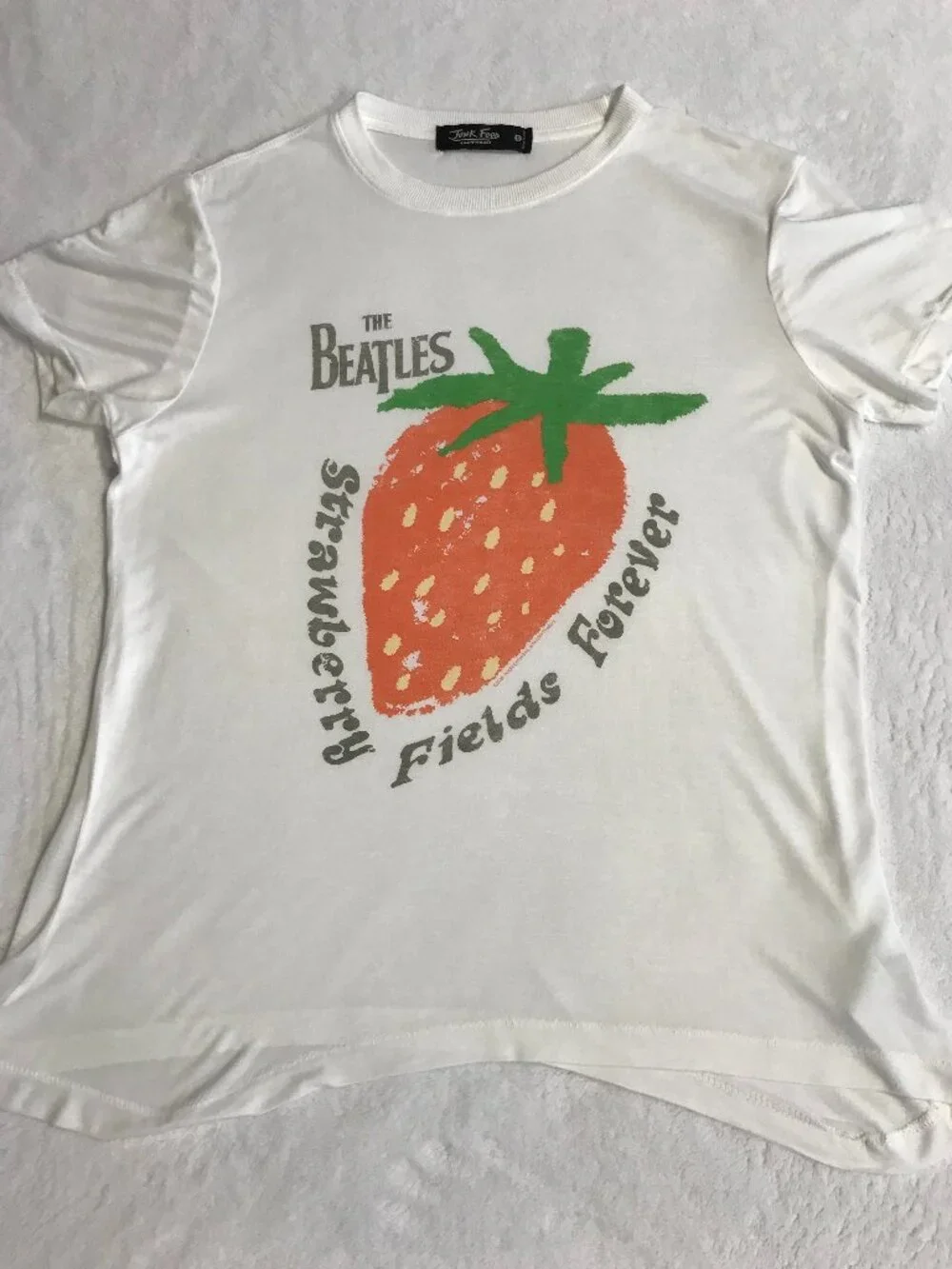 Junk Food The Beatles Strawberry Fields Tee XS Vintage White NWOT